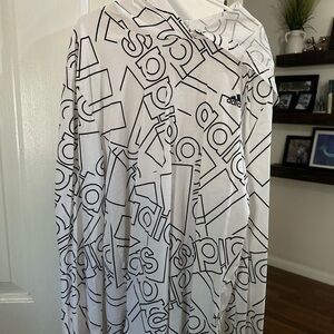 Adidas White Hoodie with Black Graphic